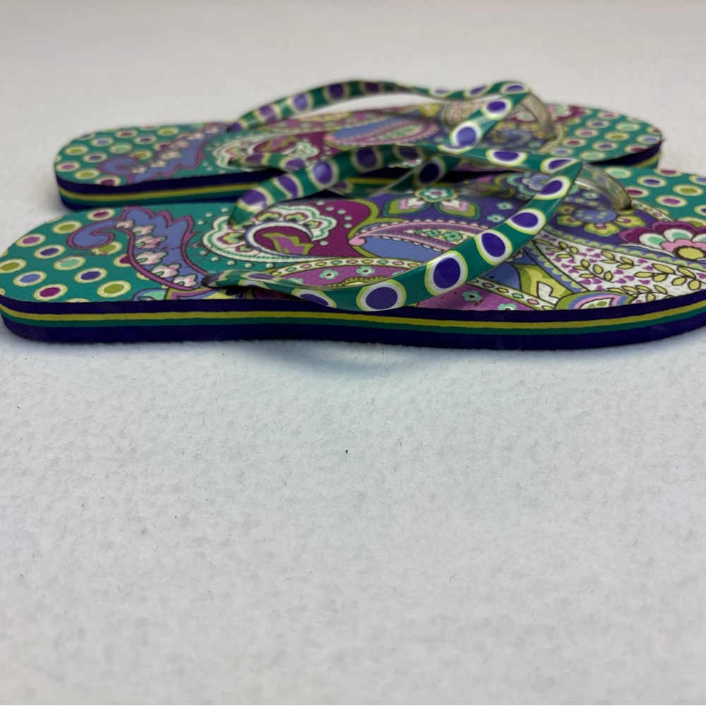 Vera Bradley Heather Paisley Flip Flops Thong Sandals Teal Women Size LARGE - Picture 6 of 8